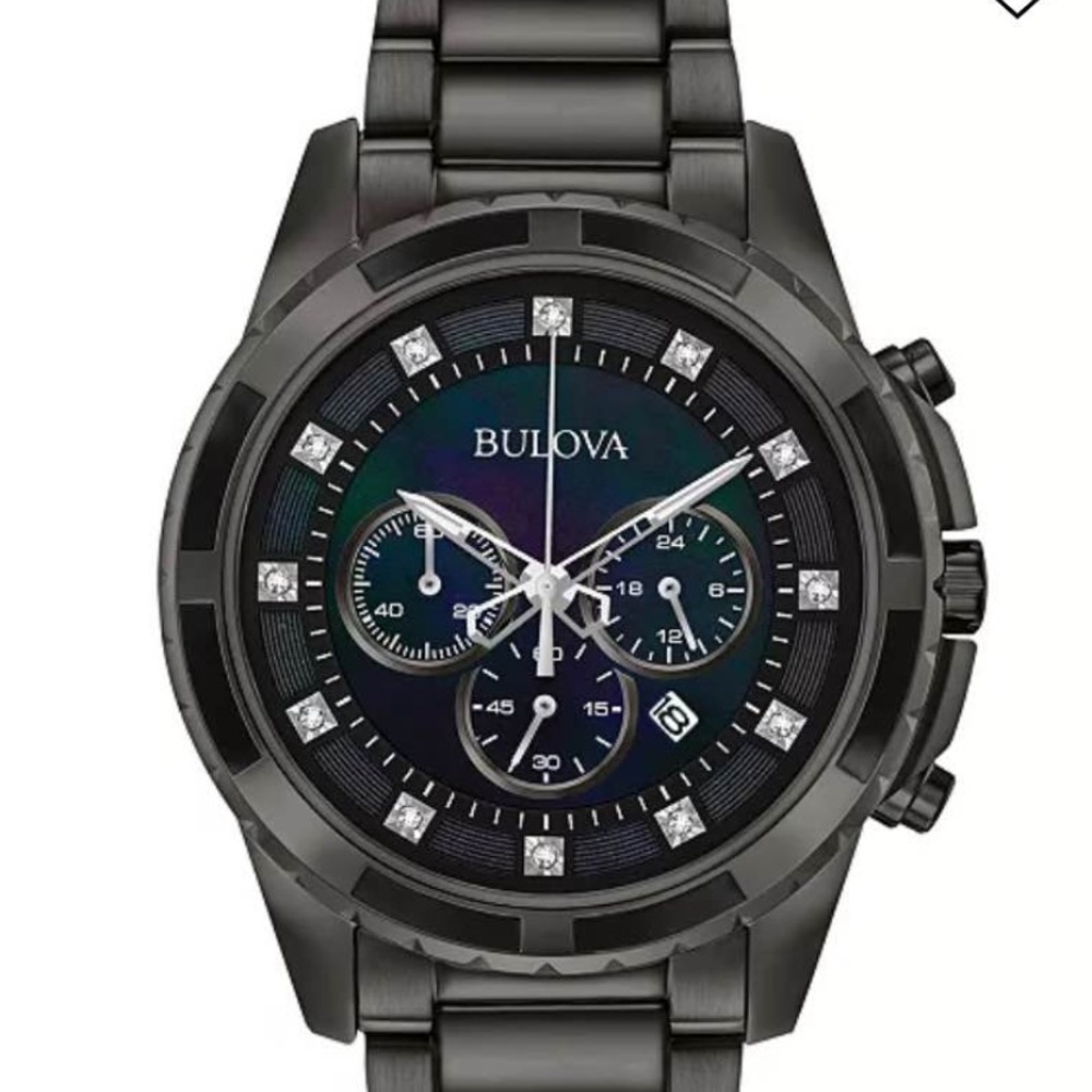 Bulova Dark Tone Diamond Chronograph Watch